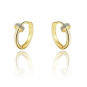 18K Gold Plated Titanium Nail Huggie Hoops